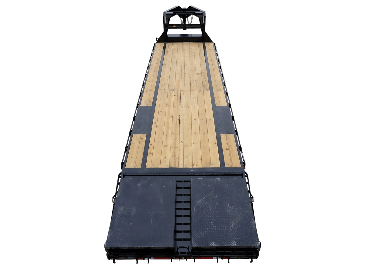 Turbobrick Hauling gooseneck trailer, rear overhead view